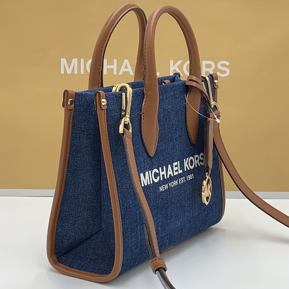 MICHAEL KORS MIRELLA SMALL SHOPPER TOP ZIP XBODY INDIGO COLOR - Picture 5 of 16